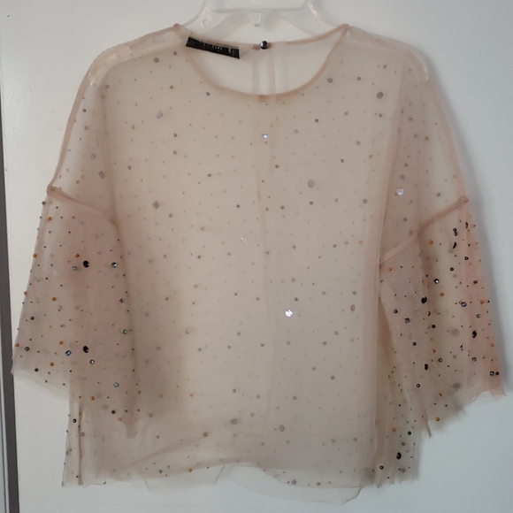 Like new, fine mesh, beaded, Zara blouse - Picture 3 of 3
